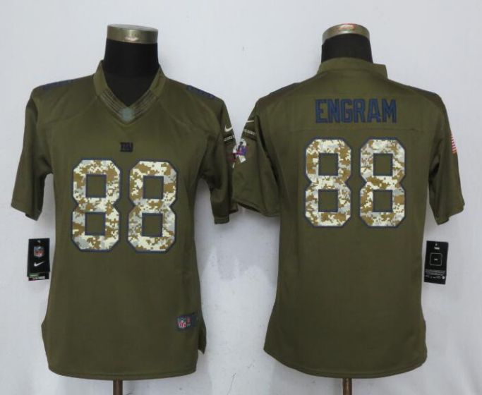 2017 NFL Women New Nike New York Giants #88 Engram Green Salute To Service Limited Jersey->women nfl jersey->Women Jersey